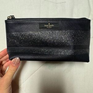 Kate Spade Black Glitter Cosmetic Bag